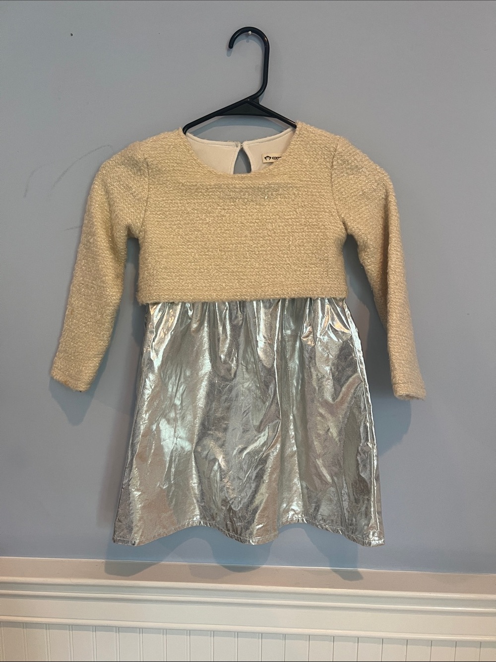 Appaman Cream Knit Top with Silver Metallic Skirt Dress